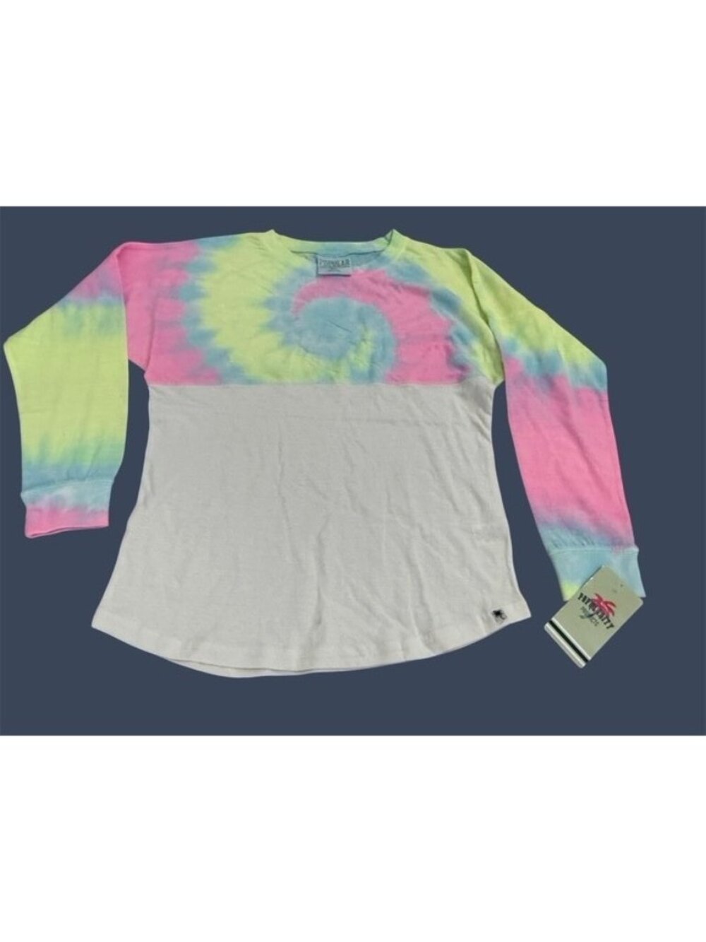 Popular Popularity Tie Dye White 100% Cotton Long Sleeve t shirt Small Pastel